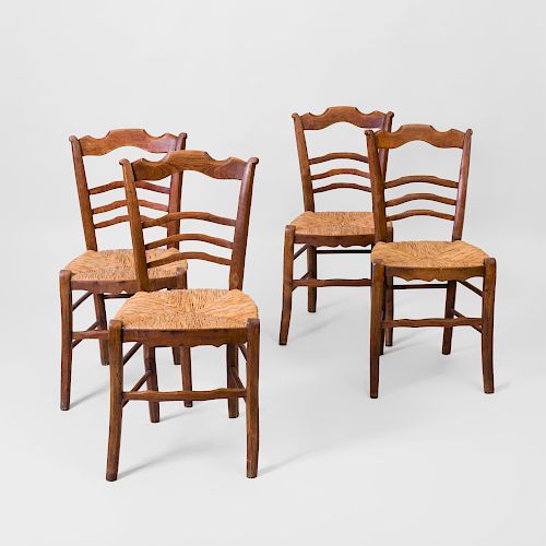 Set of Four French Provincial Fruitwood Side Chairs