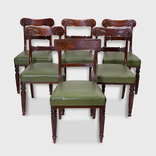 Set of Five Regency Mahogany Dining Chairs with a Similar Chair