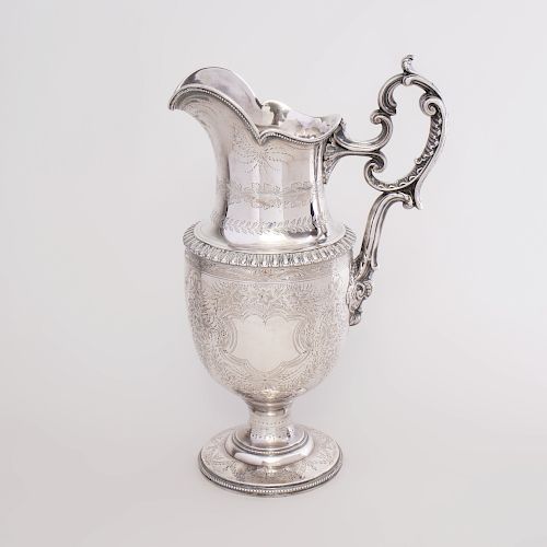 William Gale & Son Engraved Silver Pitcher
