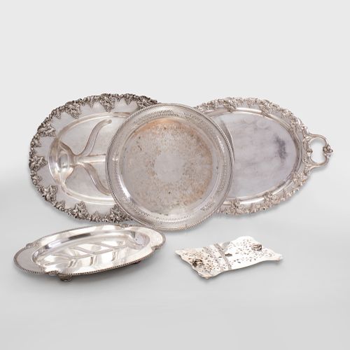Group of Five Silver Plate Serving Pieces