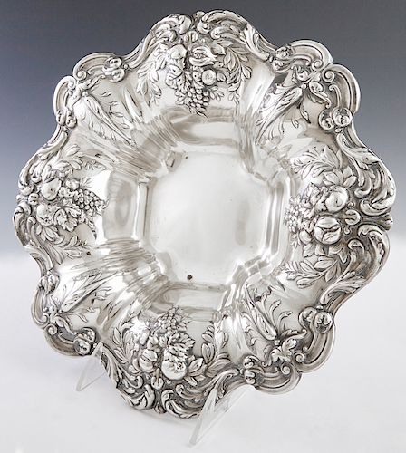 Francis I Sterling Bowl, #X569, by Reed and Barton, the scalloped undulating rim with repousse scrolls, fruit and leaves, H.- 2 3/4 in., Dia.- 11 1/2 