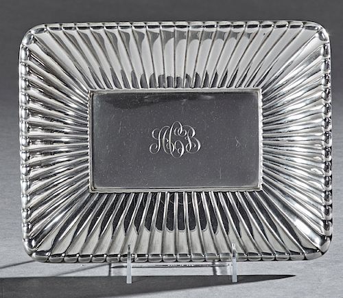 Unusual Art Deco Sterling Bowl, by Reed and Barton, # X302, of ribbed rectangular form, H.- 1 1/4 in., W.- 11 3/16 in., D.- 8 1/2in., wt.- 15.5 Troy O
