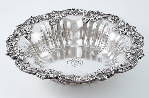 Sterling Bowl, 20th c., by Black, Starr and Frost, #675, the scalloped rim with relief scroll, leaf and floral decoration, H.- 2 1/2 in., Dia.- 10 7/8