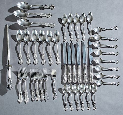Forty-One Piece Partial Set of Sterling Flatware, by Reed and Barton, in the Marlborough pattern, consisting of 3 tablespoons, 6 soup spoons, 4 lunche