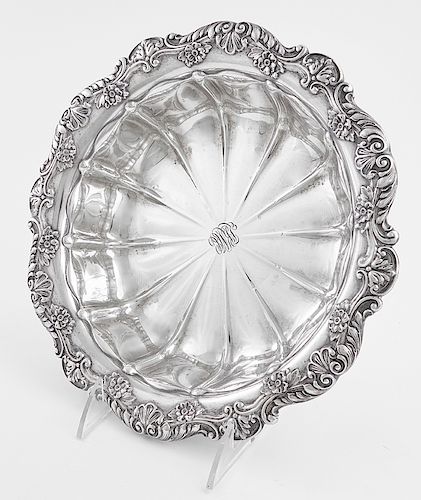 Gorham Sterling Fruit Bowl, 20th c., #A2328, the scalloped rim with relief floral, leaf and scroll decoration, H.- 2 in., Dia.- 10 1/4 in., Wt.- 10.5 