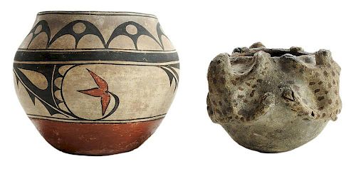 Zia Pottery Jar and Zuni Effigy Bowl