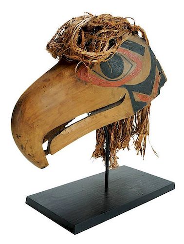 Northwest Coast Polychrome Carved Cedar Seahawk Headdress