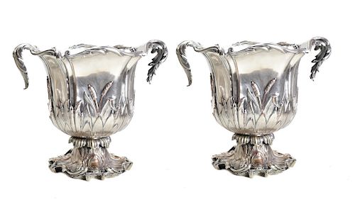 Pair Christofle Silver Plate Champagne Coolers