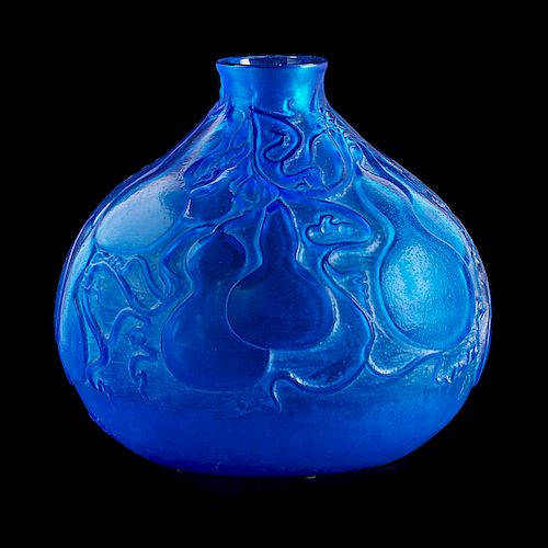 LALIQUE "Courges" vase, electric blue