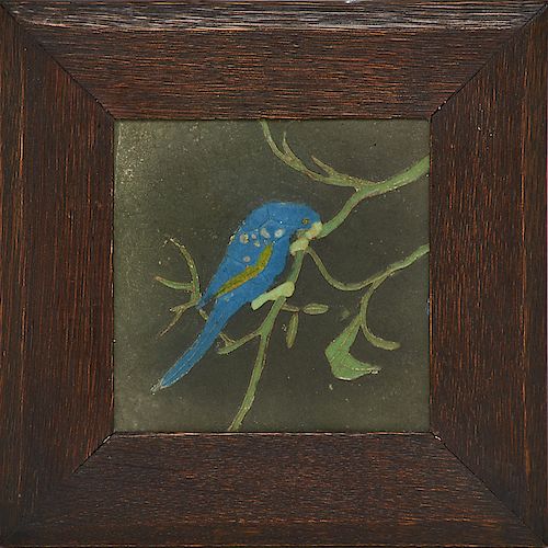VAN BRIGGLE Tile with bird