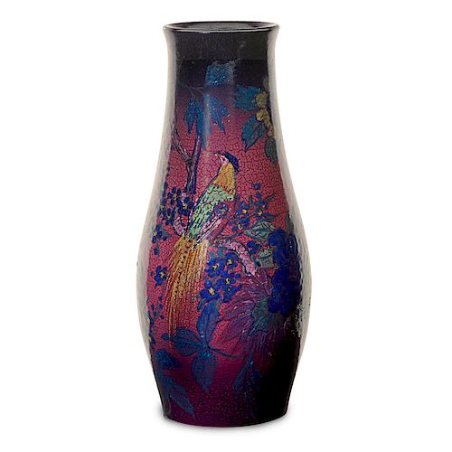 E.T. HURLEY; ROOKWOOD Large Jewel Porcelain vase