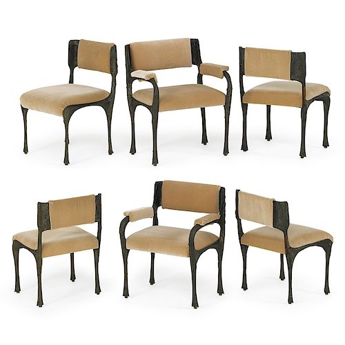PAUL EVANS Set of six Sculptured Metal chairs