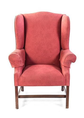 A Georgian Style Mahogany Wingback Armchair, Height 42 inches.