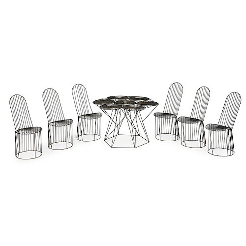 JOHN RISLEY Table and set of six chairs