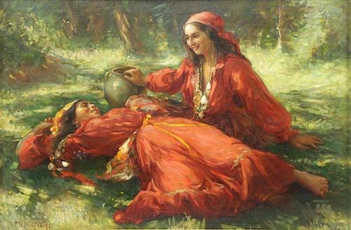 HARITONOFF, Nicholas. Oil on Canvas. Gypsies