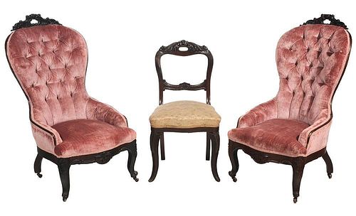 Pair American Victorian Carved