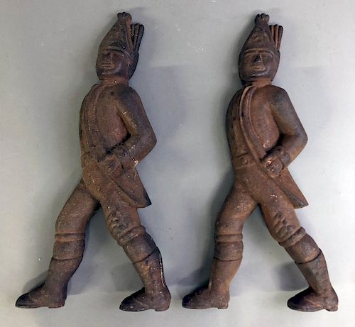 Pair of Cast Iron Hessian Soldier Andirons