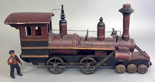 Folk Art Carved Steam Train Locomotive