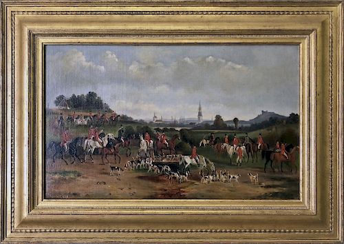 T. Gassner Oil on Canvas of a Fox Hunt