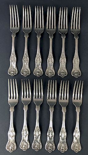 Twelve Sterling Silver "Kings" Dinner Forks