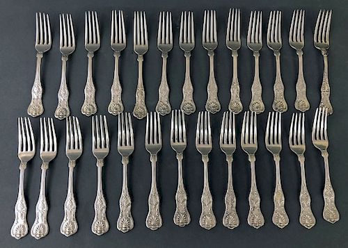 Twenty-Six Sterling Silver "Kings" Luncheon Forks