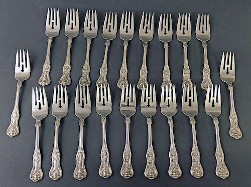Twenty Sterling Silver "Kings" Pattern Salad Forks