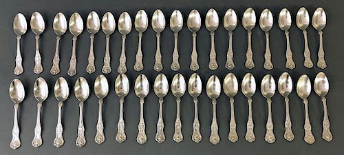 Thirty-Five Sterling Silver "Kings" Teaspoons