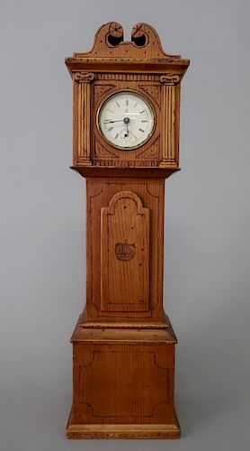 Pine Carved Miniature Tall Case Clock
