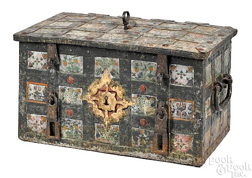Spanish or German painted iron strong box