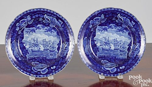Pair of Historical blue Staffordshire plates