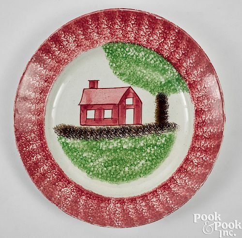 Red spatter schoolhouse plate