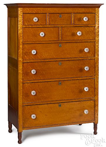 Sheraton tall chest of drawers