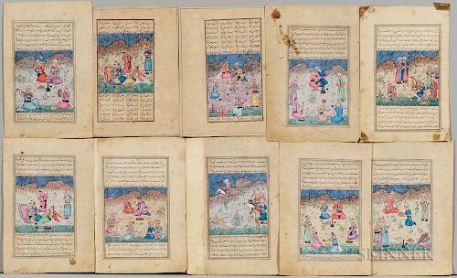Ten Painted Manuscript Pages