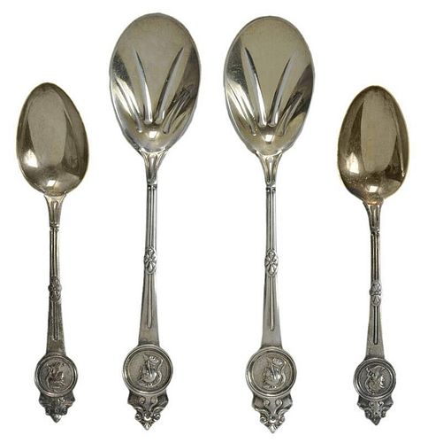 Twelve Sterling Medallion Spoons