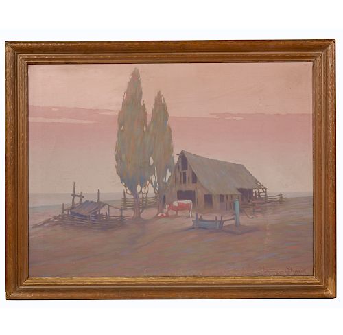 Herman Struck (1887-1954) Painting, "The Deserted Barn"