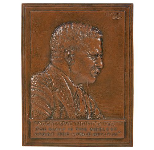 James Fraser (1876-1953) Bronze Plaque of Theodore Roosevelt