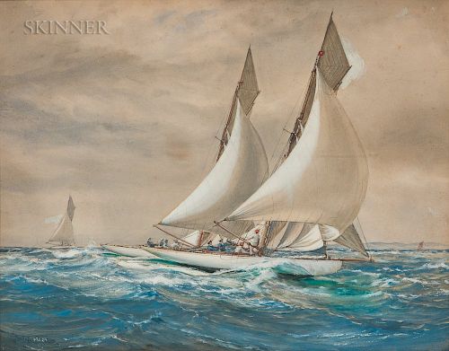 Montague Dawson (British, 1890-1973)  Racing Yachts