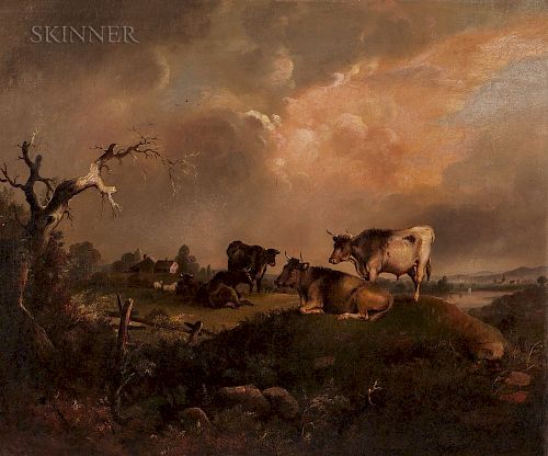 William Otis Bemis (American, 1819-1883)  Cattle at Pasture