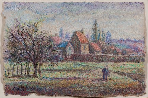 Hugues Claude Pissarro (French, b. 1935)  Village Life