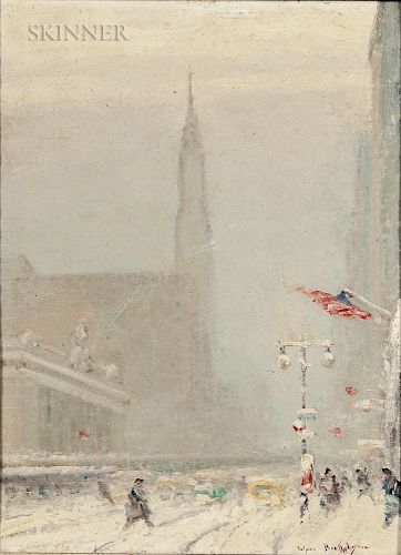 Johann Berthelsen (American, 1883-1972)  Forty-second Street in Snow