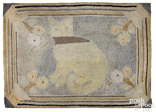 Hooked rug of a cat