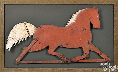 Painted sheet iron running horse weathervane