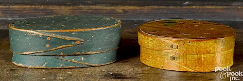 Two New England miniature oval bentwood pantry boxes