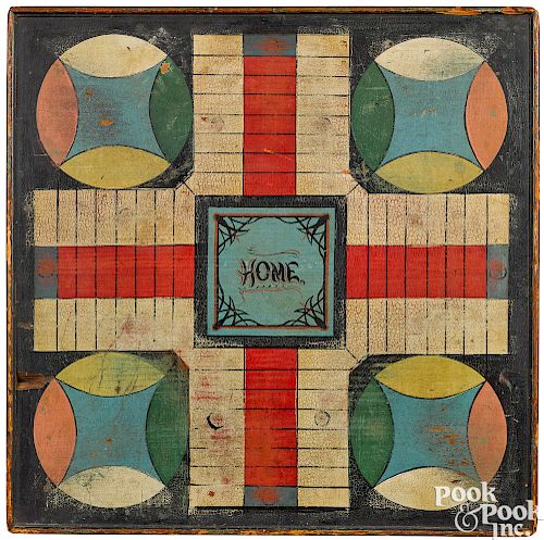 Painted pine Parcheesi game board