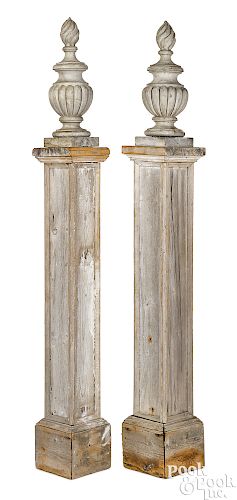 Pair of painted pine architectural columns