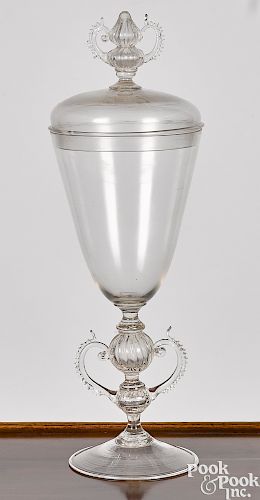 Blown colorless glass chalice