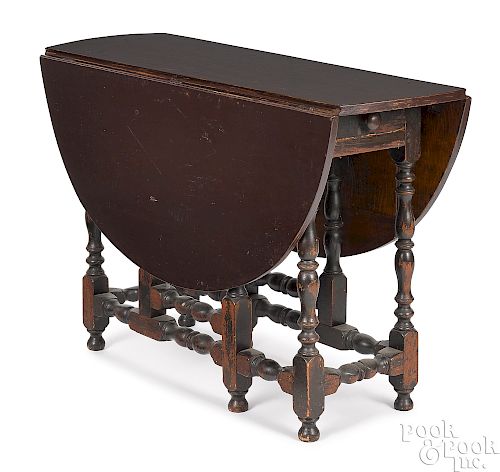 William and Mary tiger maple gateleg table