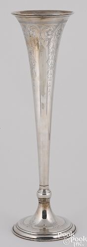 Large Tiffany & Co. sterling silver trumpet vase
