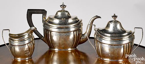 Three-piece New York silver tea set