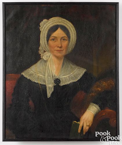 Oil on canvas portrait of woman